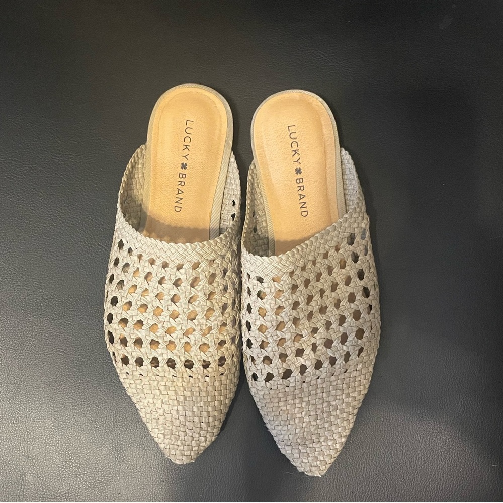 Tan Lucky brand mules